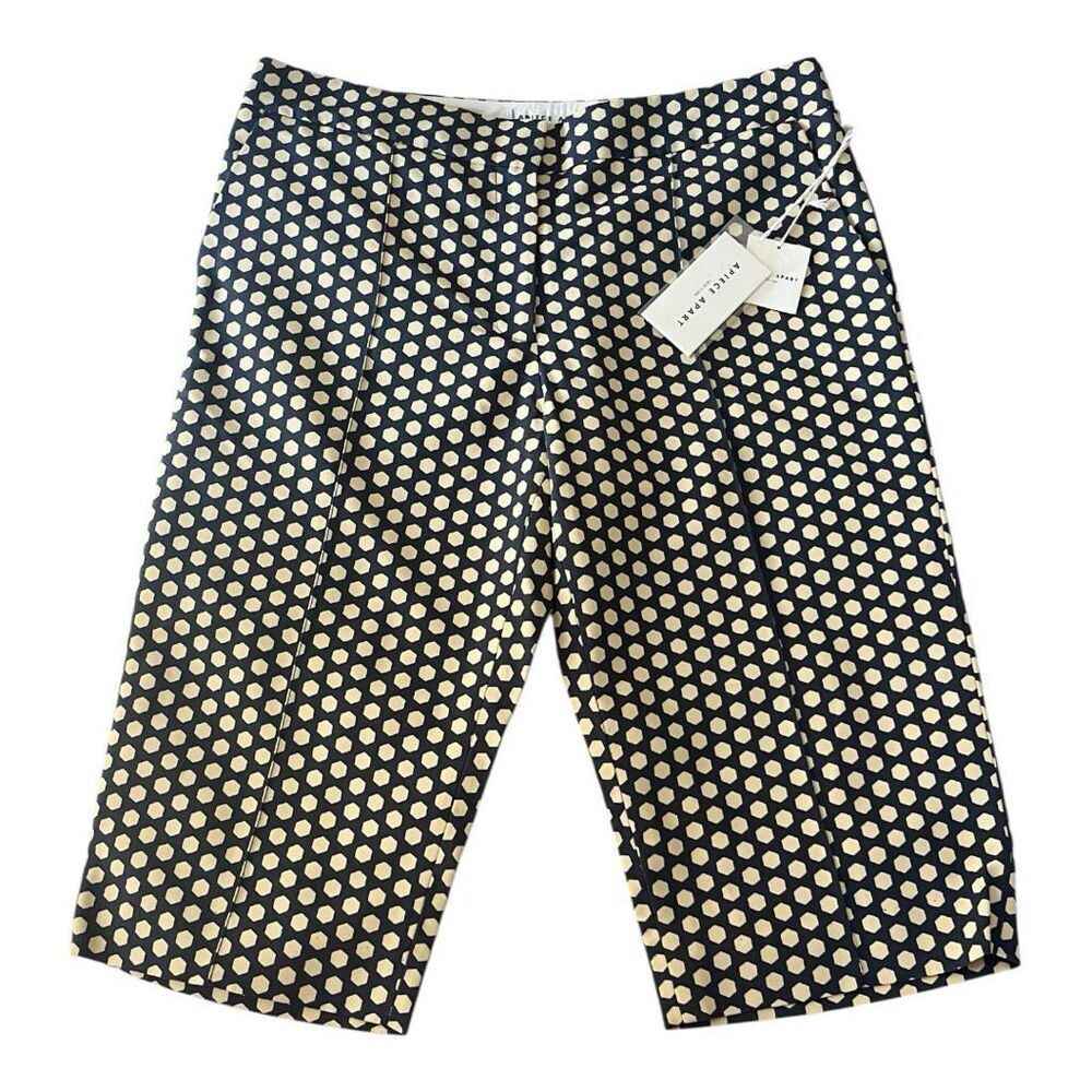 Apiece Apart Bermuda Shorts Navy Tan Hexagon Size 6 NWT